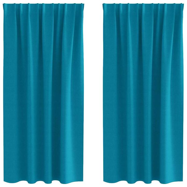 vidaXL Rideaux occultants avec anneaux 2 pcs Turquoise 175 x 140 cm
