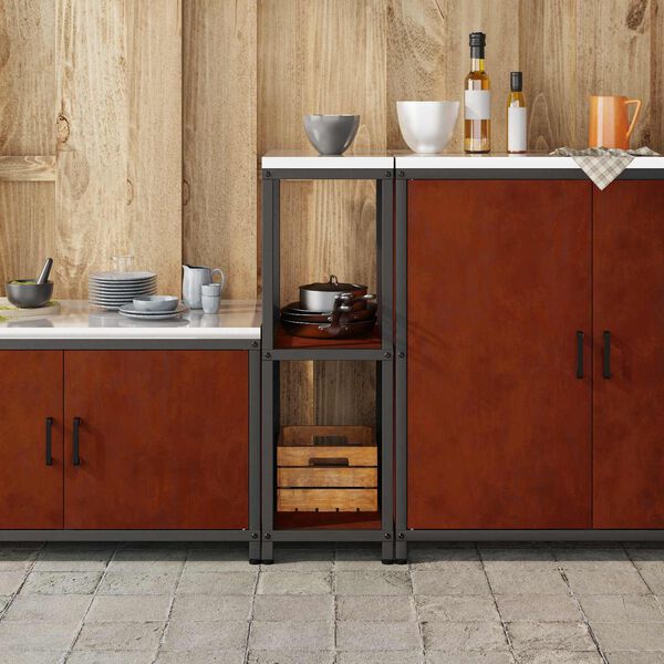 vidaXL Rangement de cuisine avec &eacute;tag&egrave;re Rouill&eacute; 60 x 50 x 92 cm Acier