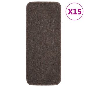 vidaXL Tapis escalier antidérapants 15pcs 60x25cm Marron Rectangulaire