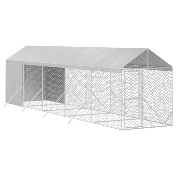vidaXL Chenil d'extérieur pour chiens avec toit argenté 2x10x2,5 m