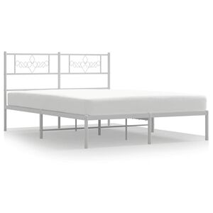vidaXL Cadre de lit m&eacute;tal sans matelas et t&ecirc;te de lit blanc 150x200 cm