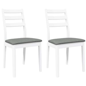vidaXL Chaises &agrave; manger coussins 2 pcs blanc bois massif caoutchouc