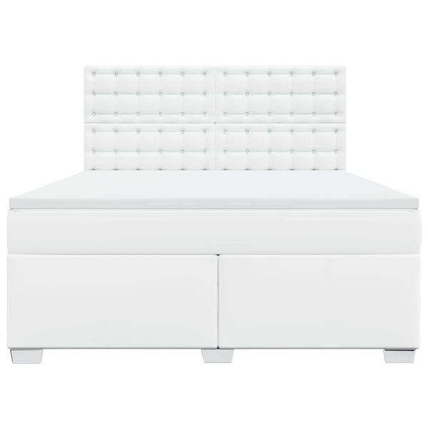 vidaXL Sommier &agrave; lattes de lit avec matelas Blanc 180x200cm Similicuir