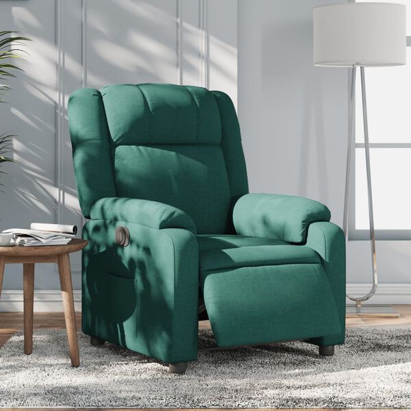 vidaXL Fauteuil inclinable &eacute;lectrique Vert fonc&eacute; Tissu