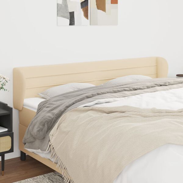 vidaXL T&ecirc;te de lit avec oreilles Cr&egrave;me 203x23x78/88 cm Tissu