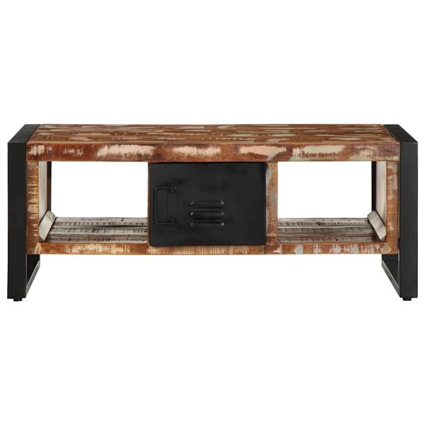 vidaXL Table basse multicolore 90x50x36 cm bois de r&eacute;cup&eacute;ration massif