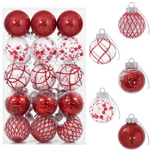 vidaXL Ensemble de boules de No&euml;l 30 pc Rouge &Oslash; 6 cm PET
