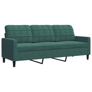 vidaXL Canap&eacute; &agrave; 3 places Vert fonc&eacute; 180 cm Velours