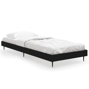vidaXL Cadre de lit sans matelas noir 75x190 cm bois ing&eacute;nierie