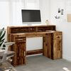 vidaXL Bureau avec lumi&egrave;res LED vieux bois bois d'ing&eacute;nierie