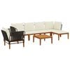 vidaXL 7 pcs Bois d'acacia massif et corde Naturel