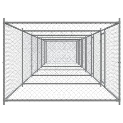vidaXL Cage pour chien avec portes gris 12x2x1,5 m acier galvanisé