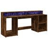 vidaXL Bureau et lumi&egrave;res LED ch&ecirc;ne fum&eacute; 200x55x91cm bois d'ing&eacute;nierie