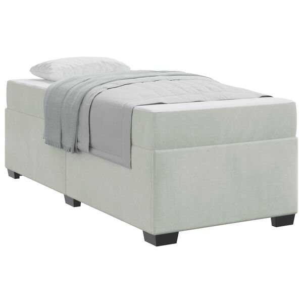 vidaXL Cadre de lit avec matelas Gris clair 90 x 190 cm tissu
