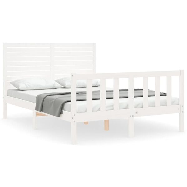 vidaXL Cadre de lit sans matelas blanc bois de pin massif