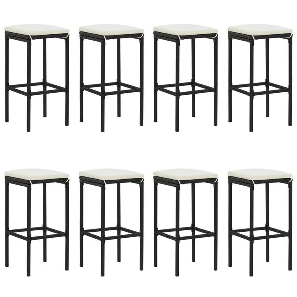 vidaXL Ensemble de bar de jardin 9 pcs avec coussins noir poly rotin