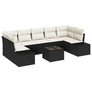 vidaXL Ensemble de canap&eacute; de jardin 8 pcs Noir et Cr&egrave;me polyrotin