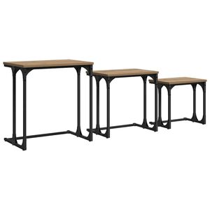 vidaXL Table basse gigogne 3 pcs ch&ecirc;ne artisanal 50.5 x 35 x 53 cm