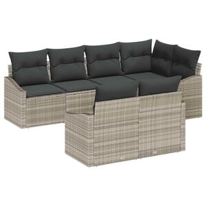 vidaXL Ensemble de canap&eacute; de jardin 7 pcs Gris clair polyrotin