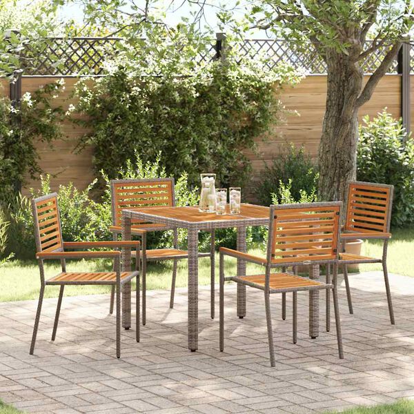 vidaXL Ensemble de salle &agrave; manger pour jardin 5 pcs Gris polyrotin