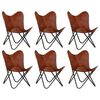 vidaXL Chaises papillon lot de 6 Taille d'enfants cuir v&eacute;ritable