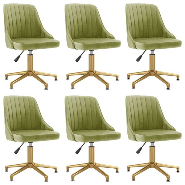 vidaXL Chaises pivotantes &agrave; manger lot de 6 vert clair velours