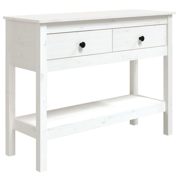vidaXL Table console Blanc 100x35x75 cm Bois massif de pin