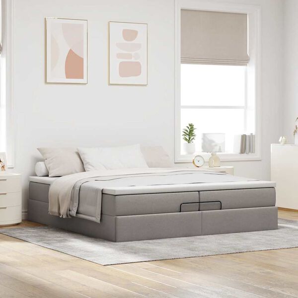 VidaXL Cadre de lit ottoman avec matelas taupe 200x200cm tissu