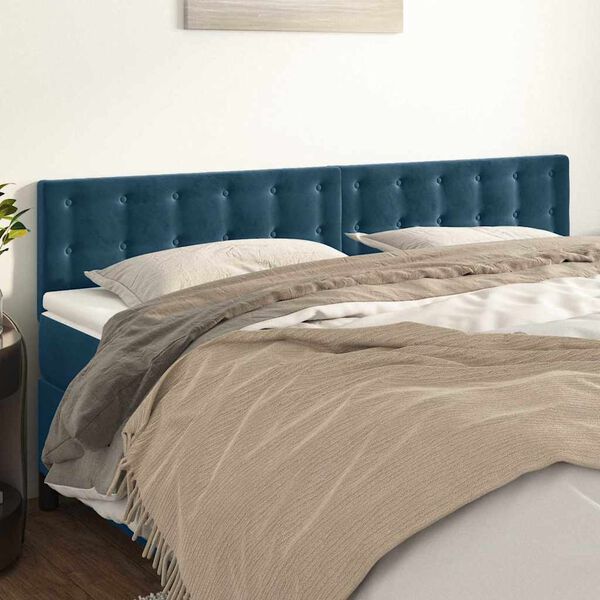 vidaXL T&ecirc;tes de lit Bleu fonc&eacute; 180 x 5 x 78/88 cm Velours