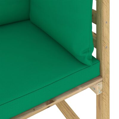 vidaXL Canapés d'angle de jardin 2pcs et coussins Pin imprégné de vert