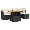 vidaXL Salon de jardin 6 pcs avec coussins noir r&eacute;sine tress&eacute;e acacia