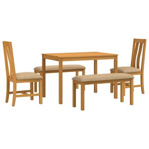 vidaXL Ensemble de salle &agrave; manger 5 pc Beige Bois de ch&ecirc;ne massif