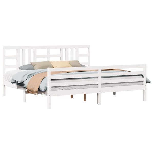 vidaXL Cadre de lit sans matelas blanc 200x200 cm bois massif