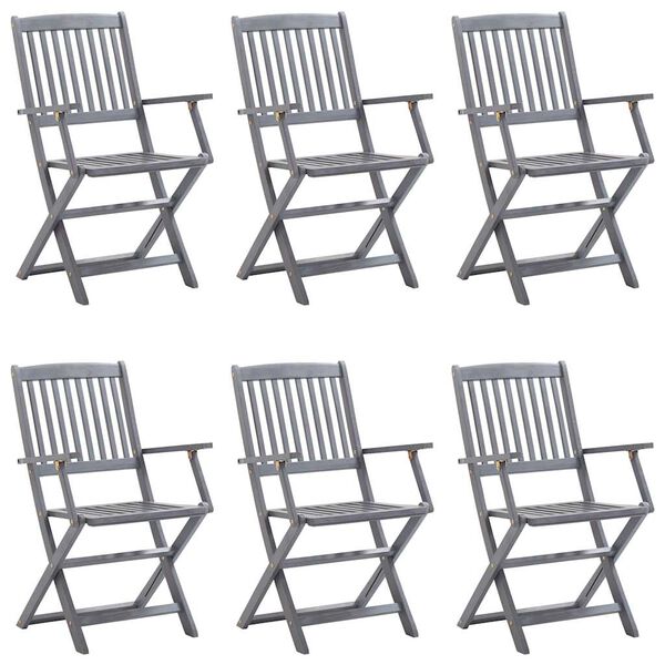 vidaXL Chaises pliables d'ext&eacute;rieur lot de 6 et coussins Bois d'acacia