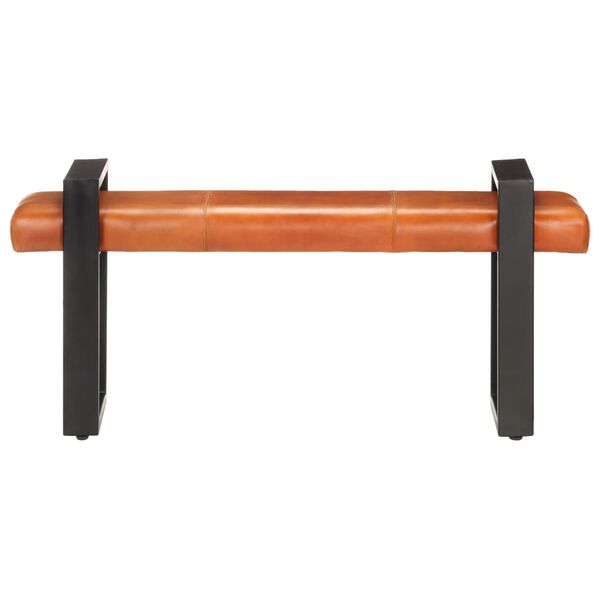vidaXL Banc 120 cm Marron et noir Cuir v&eacute;ritable de ch&egrave;vre