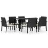 vidaXL Ensemble &agrave; manger de jardin 7 pcs R&eacute;sine tress&eacute;e Noir