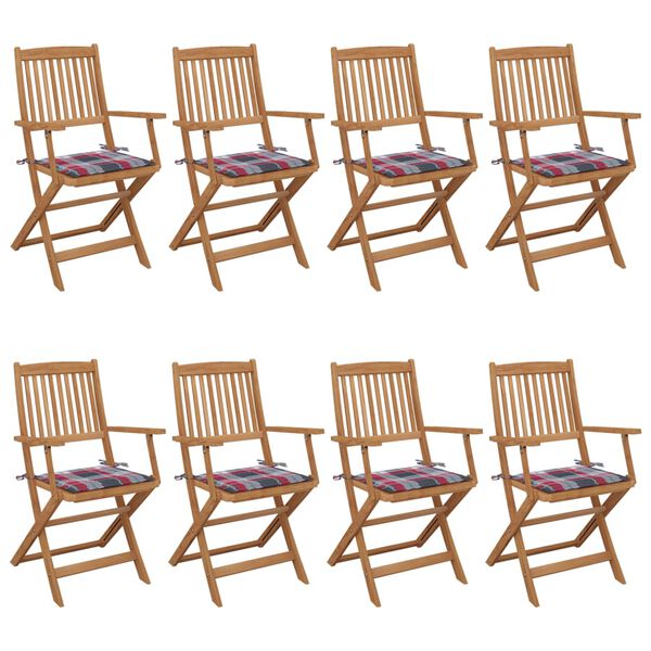 vidaXL Chaises pliables de jardin lot de 8 avec coussins Bois d'acacia