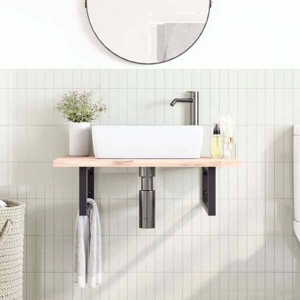 vidaXL Supports d'&eacute;tag&egrave;res pour lavabo 2 pcs noir rectangulaire acier