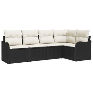vidaXL Ensemble de canap&eacute; de jardin avec stockage 5 pcs Noir polyrotin