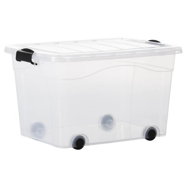 vidaXL Bo&icirc;tes de rangement et roues et couvercles 5pcs Transparent 60L