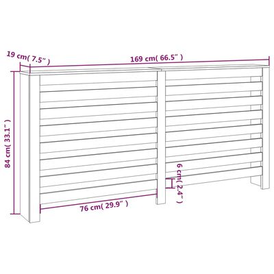 vidaXL Cache-radiateur Noir 169x19x84 cm Bois massif de pin