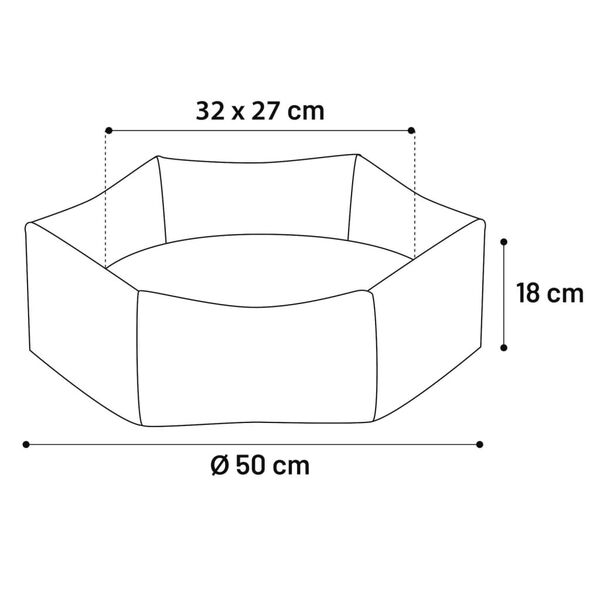 FLAMINGO Lit &agrave; chien fermeture &eacute;clair Panama Hexagonal 50x18 cm Taupe
