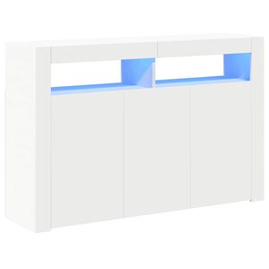 vidaXL Buffet avec lumi&egrave;res LED Blanc 115,5x30x75 cm
