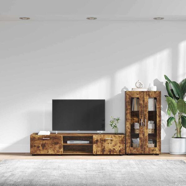 vidaXL Ensemble meuble TV FLORIN Ch&ecirc;ne fum&eacute; Bois d'ing&eacute;nierie