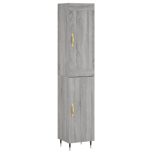 vidaXL Buffet haut Sonoma gris 34,5x34x180 cm Bois d'ing&eacute;nierie
