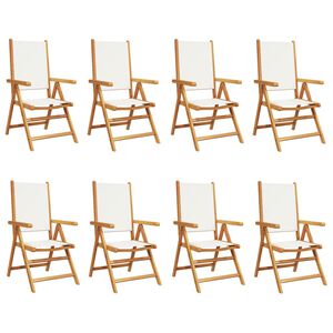 vidaXL Chaises inclinables de jardin lot de 8 tissu et bois massif