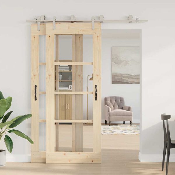 vidaXL Kit fixation porte coulissante 183 cm Acier inoxydable Argenté