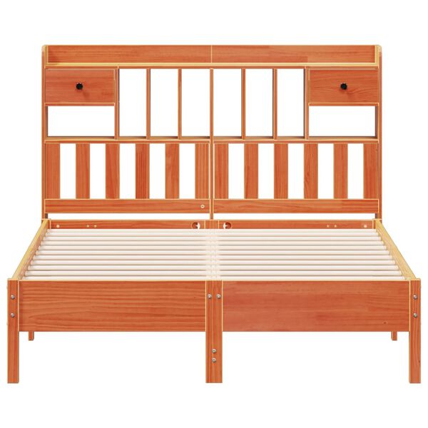 vidaXL Lit biblioth&egrave;que sans matelas cire marron 140x200 cm pin massif