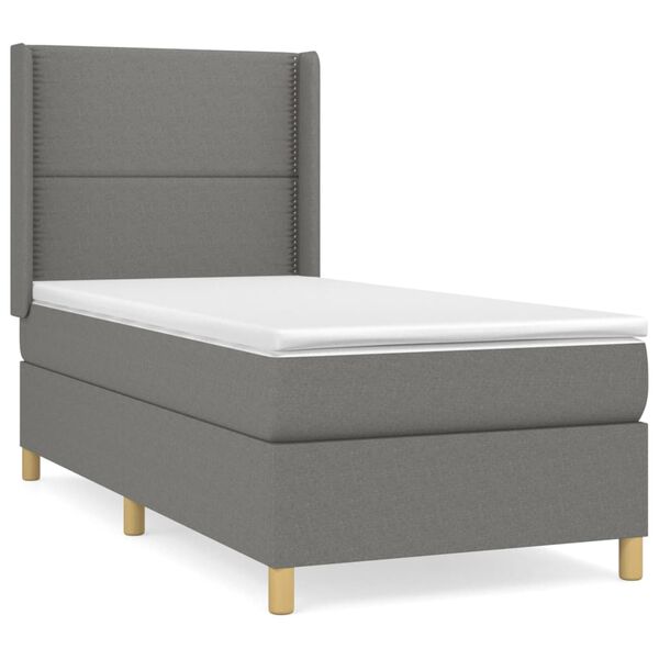 vidaXL Sommier &agrave; lattes de lit avec matelas Gris fonc&eacute; 80x200 cm Tissu