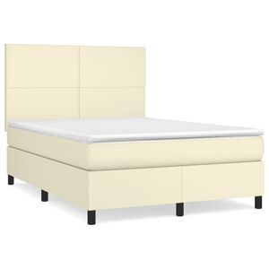 vidaXL Sommier &agrave; lattes de lit avec matelas Cr&egrave;me 140x190cm Similicuir